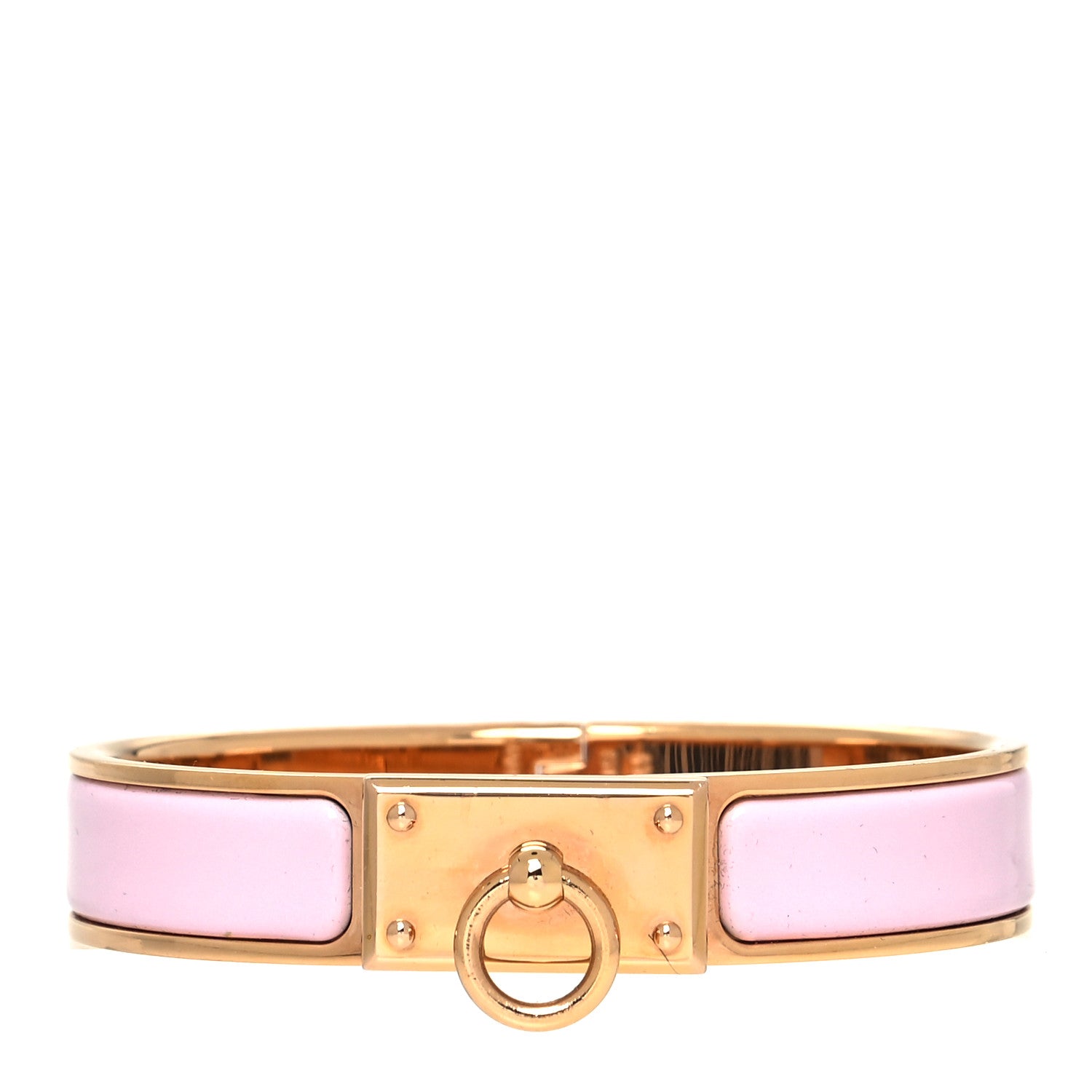 Hermes Enamel Clic Anneau Bracelet PM Rose Dragee 1 of 5