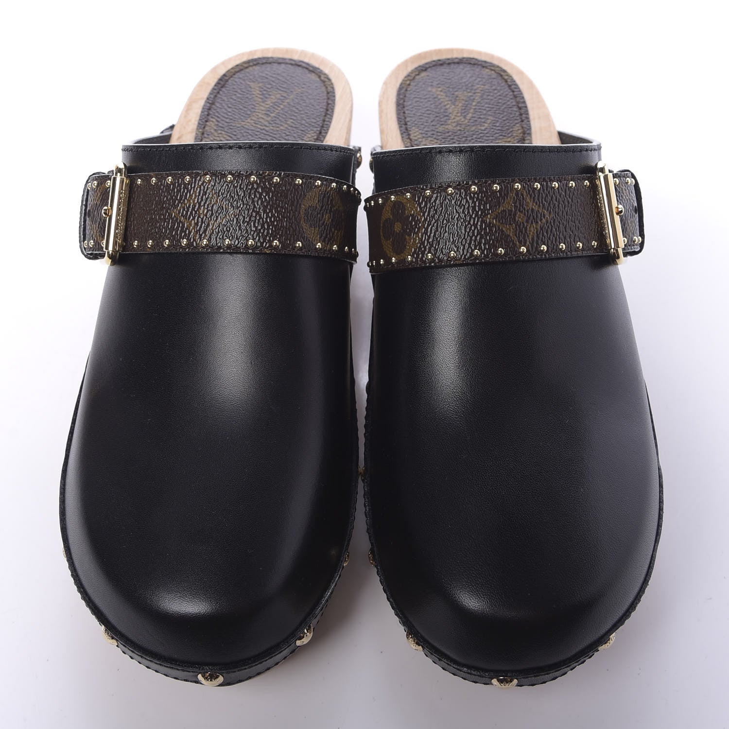 Louis Vuitton Calfskin Patent Monogram Cottage Clog Mules 38.5 Black 6 of 11