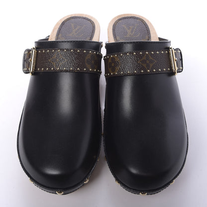 Louis Vuitton Calfskin Patent Monogram Cottage Clog Mules 38.5 Black 6 of 11