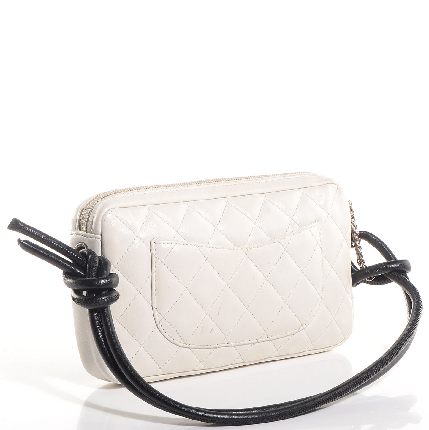 Calfskin Quilted Cambon Pochette White Black