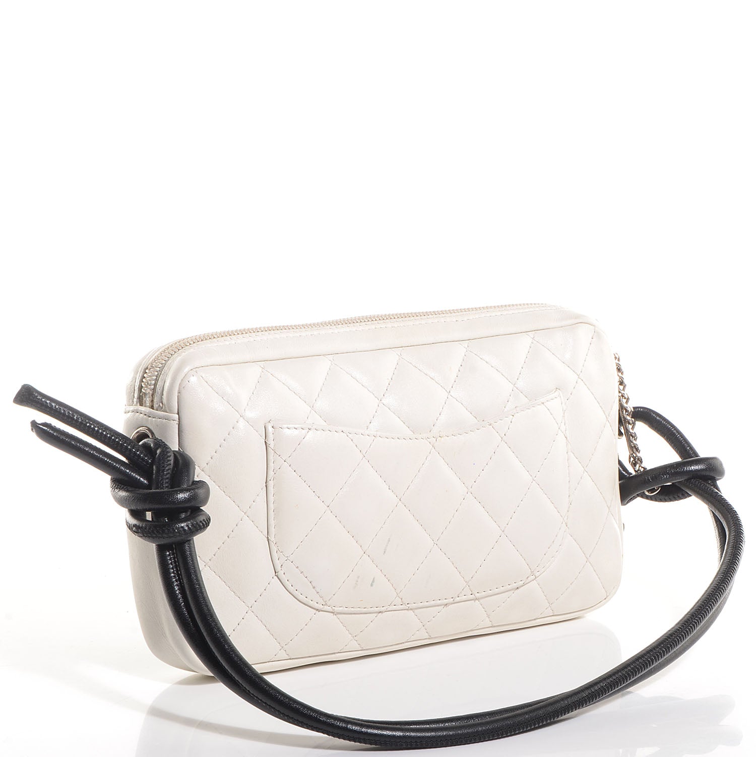 Chanel Calfskin Quilted Cambon Pochette White Black 2 of 9