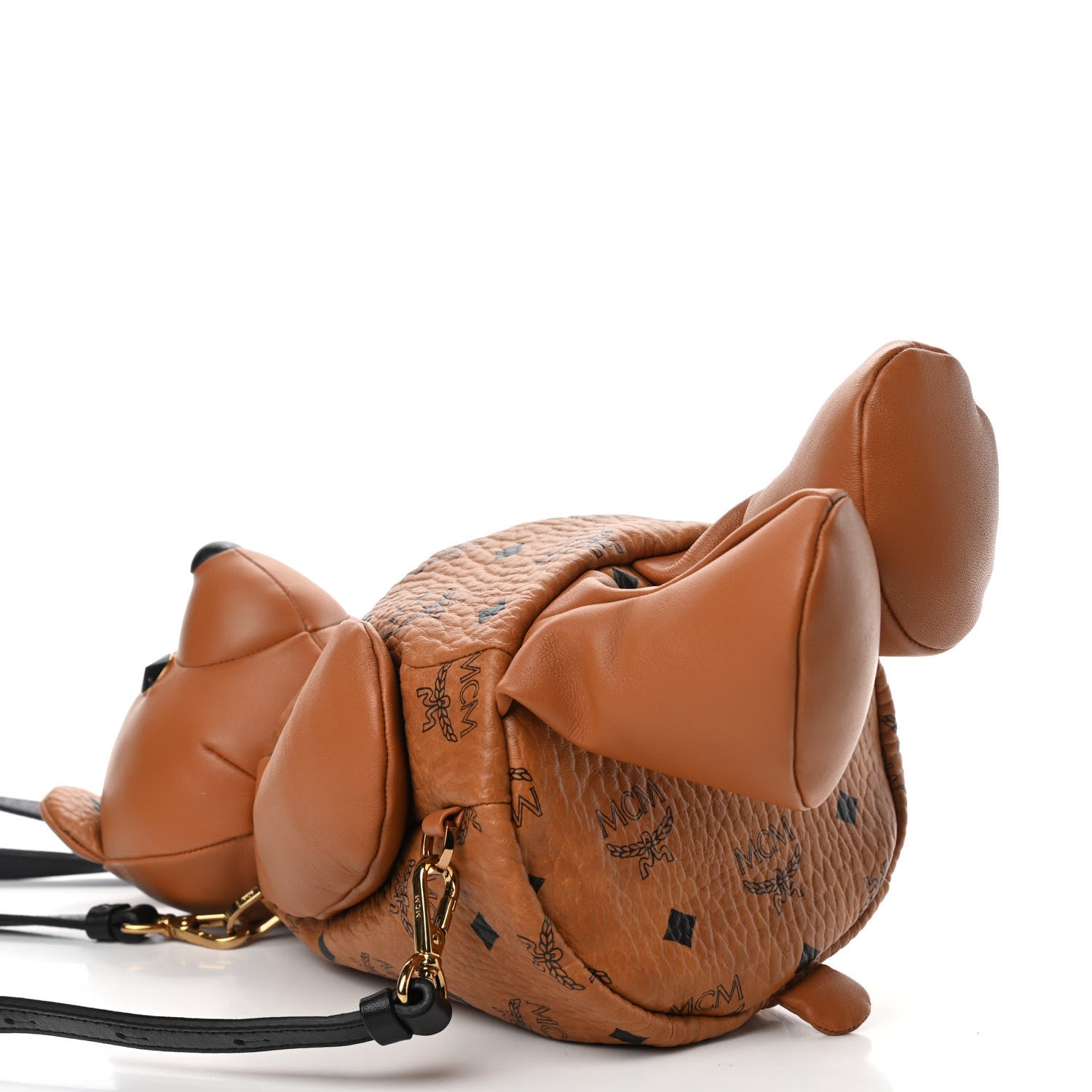 MCM Calfskin Visetos Bear Zoo Doll Backpack Cognac 793536