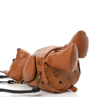 MCM Calfskin Visetos Bear Zoo Doll Backpack Cognac 4 of 10