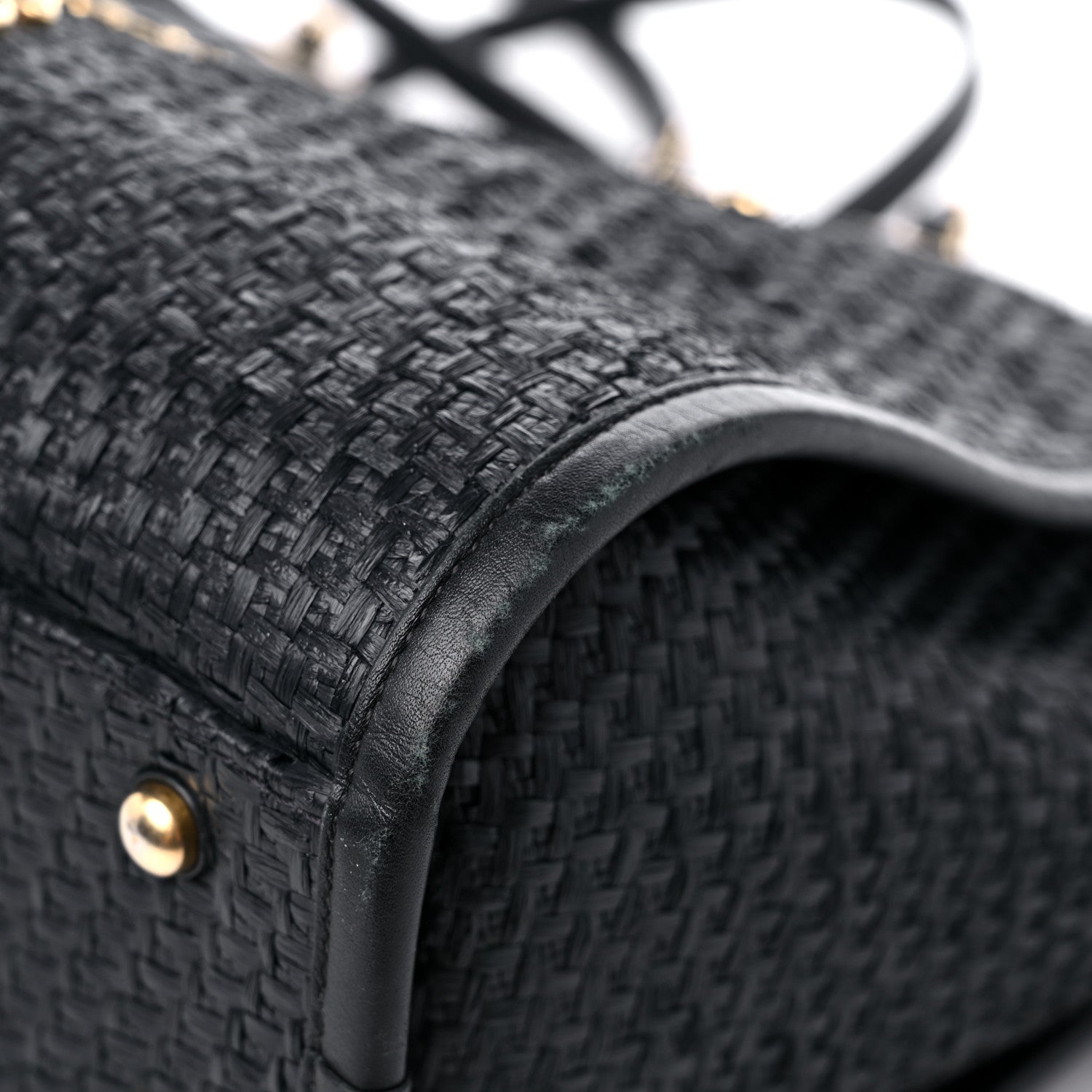 Chanel Straw Raffia Calfskin Chain Small Deauville Tote Black 9 of 12