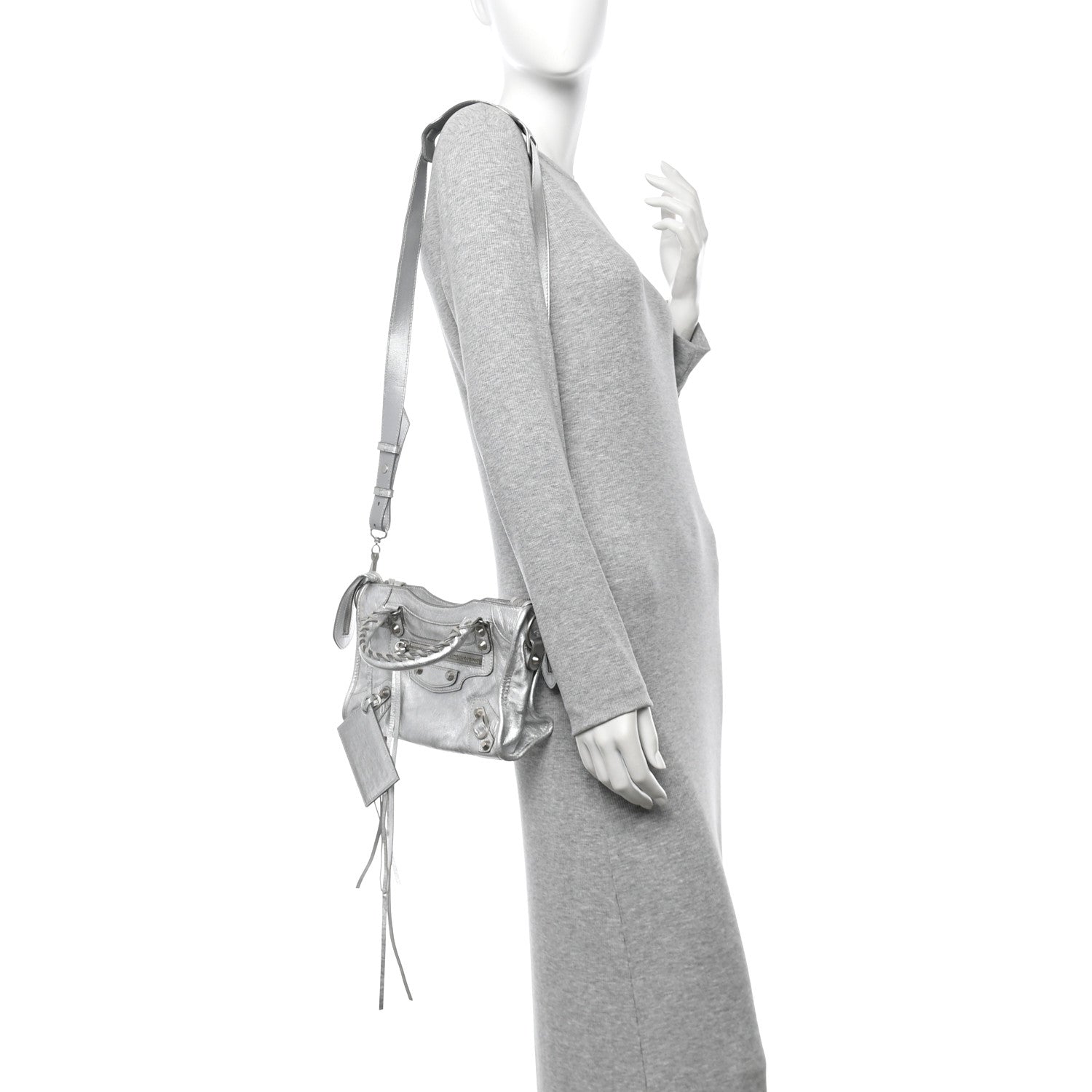 Balenciaga Laminated Agneau Classic Silver Hardware Mini City Silver 2 of 10