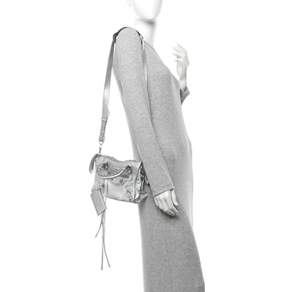 Balenciaga Laminated Agneau Classic Silver Hardware Mini City Silver 2 of 10