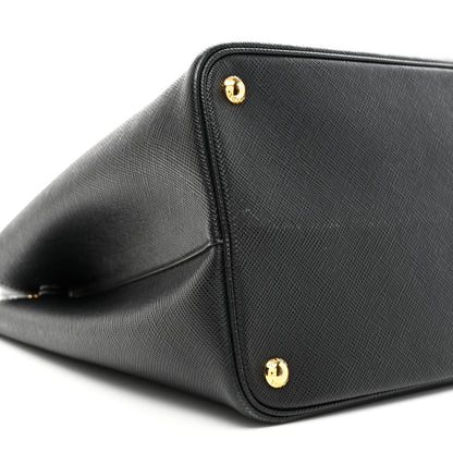 Prada Saffiano Cuir Medium Double Bag Black Fuoco 7 of 9
