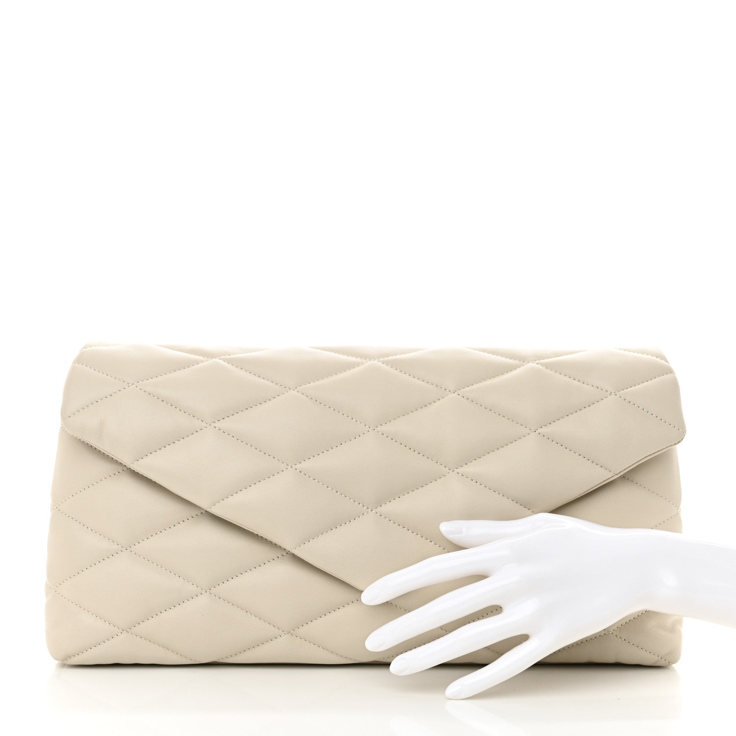 Saint Laurent Lambskin Quilted Sade Puffer Envelope Clutch 2 of 9