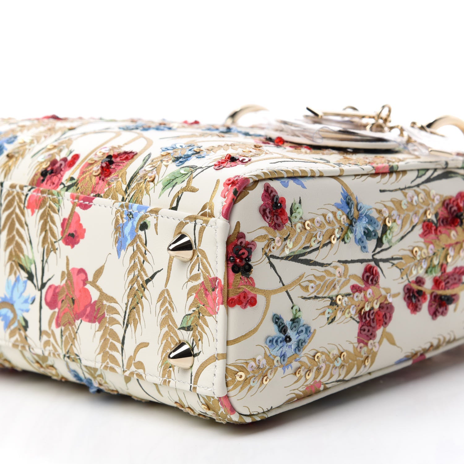 Christian Dior Calfskin Hibiscus Printed Embroidered My ABCDior Lady Dior Beige Multicolor 7 of 10