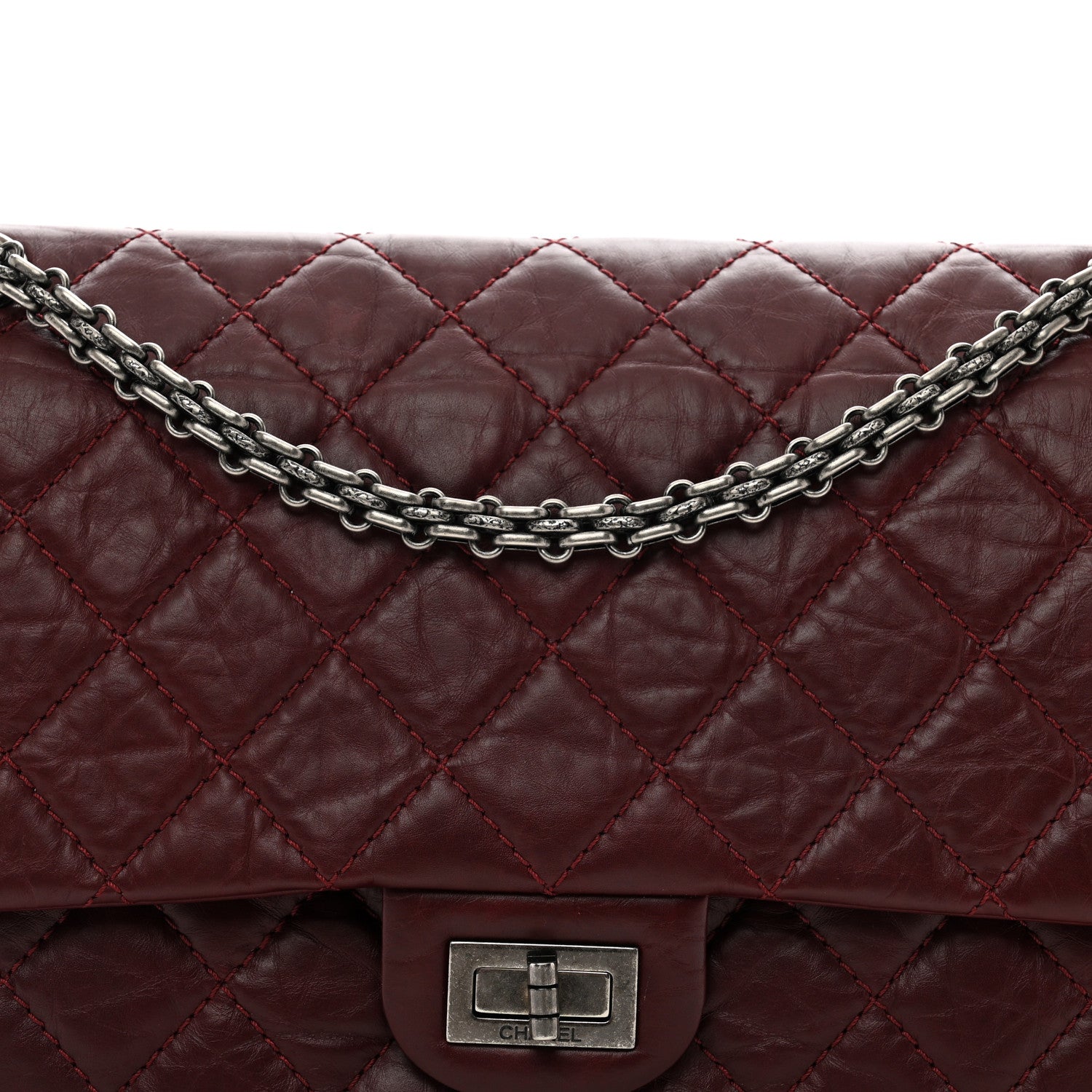 Chanel Aged Calfskin Quilted 2.55 Reissue 225 Flap Dark Burgundy 5 of 11