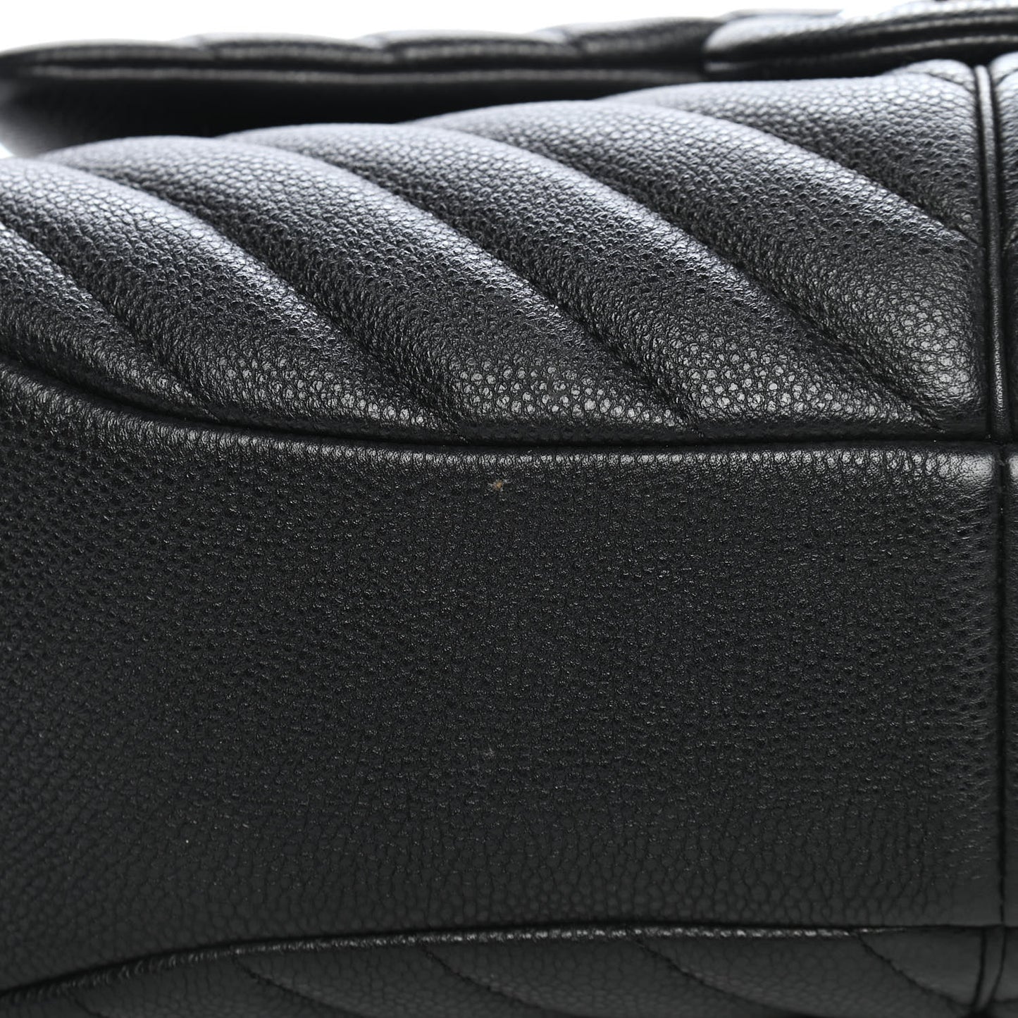 Caviar Chevron Quilted Large Puffy CC Flap Black