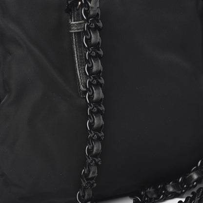 Prada Tessuto Nylon Calfskin Chain Tote Black 9 of 10