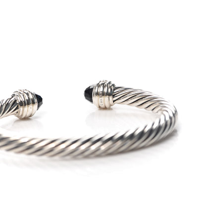 David Yurman Sterling Silver Diamond Black Onyx 7mm Cable Classics Bracelet 4 of 4