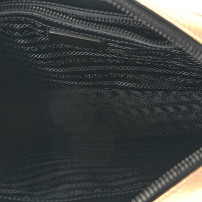 Prada Saffiano Travel Triangle Wristlet Crossbody Bag Platino Black 5 of 12