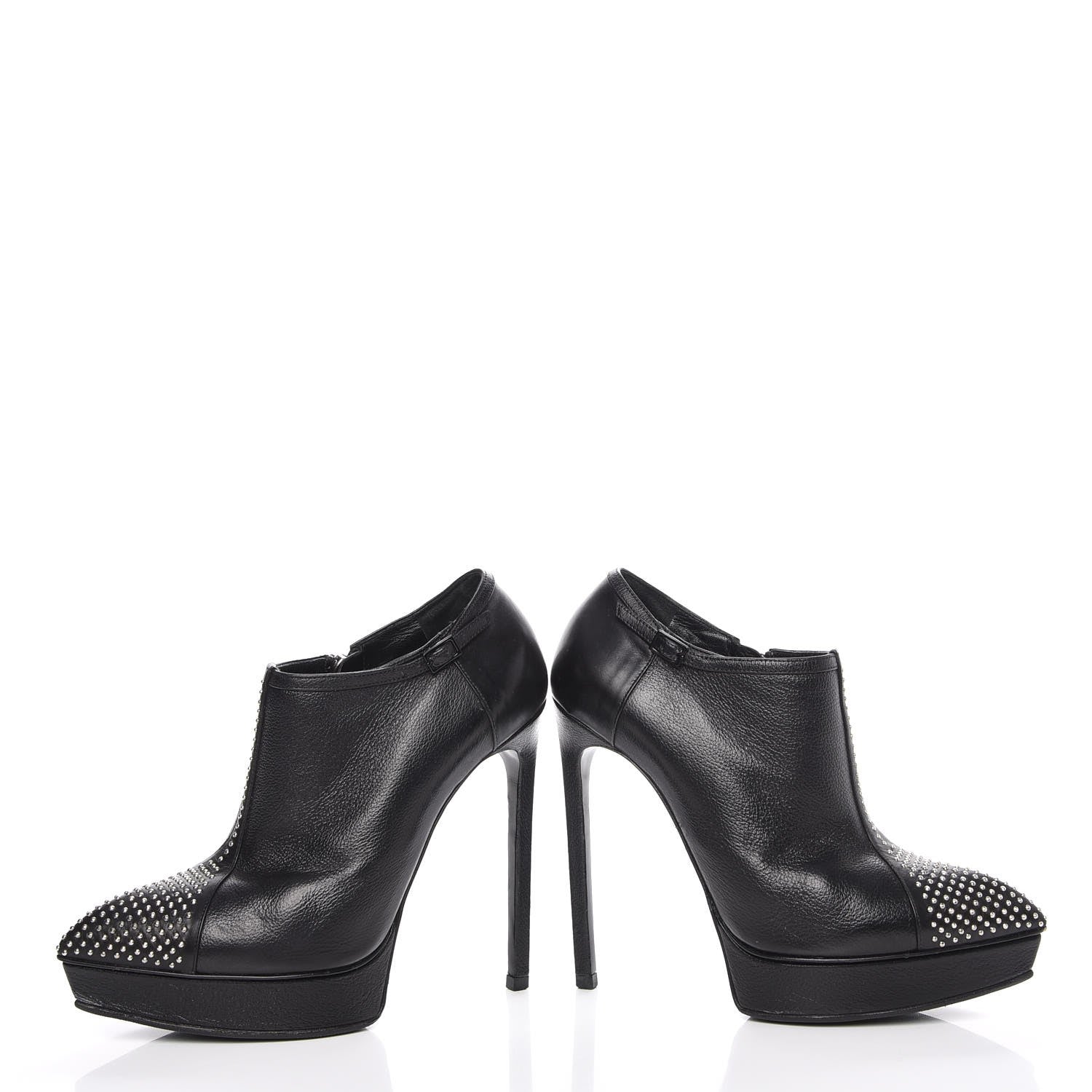 Saint Laurent Calfskin Studded Janis 105 Boots 36 Black 6 of 15