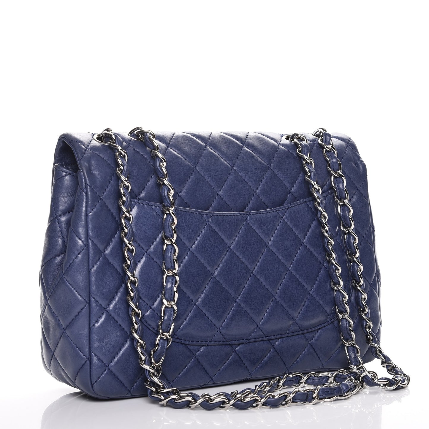 Lambskin Quilted Jumbo Single Flap Blue