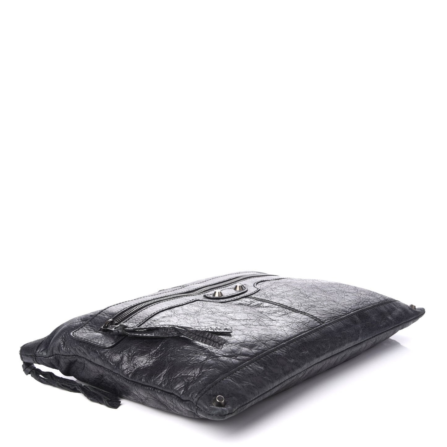 Agneau Classic Hardware Large Zip Pouch Black