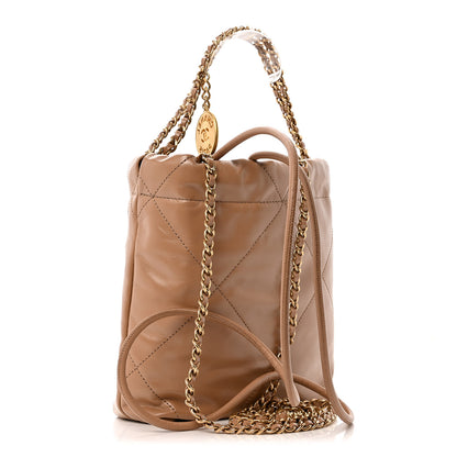 Chanel Shiny Calfskin Quilted Mini Chanel 22 Dark Beige 3 of 15