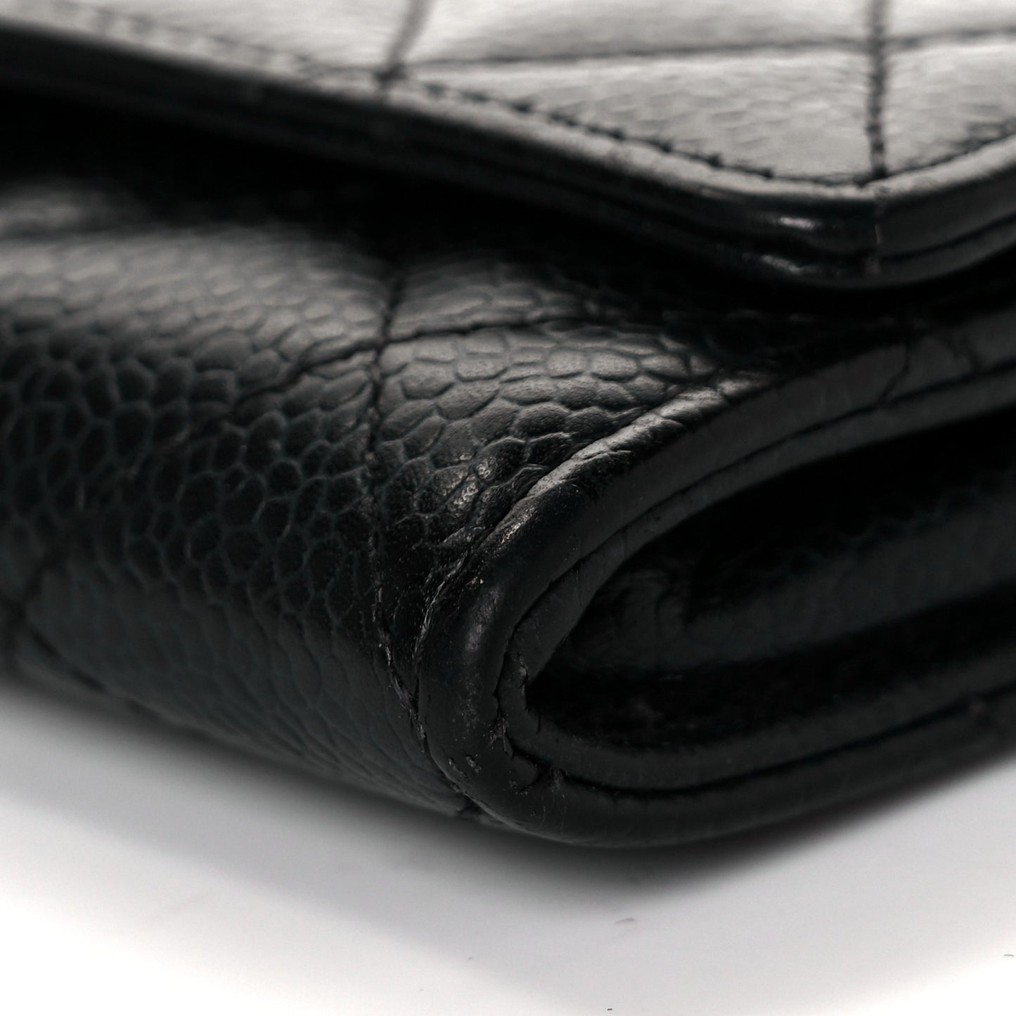 Caviar Quilted Flap Card Holder Black