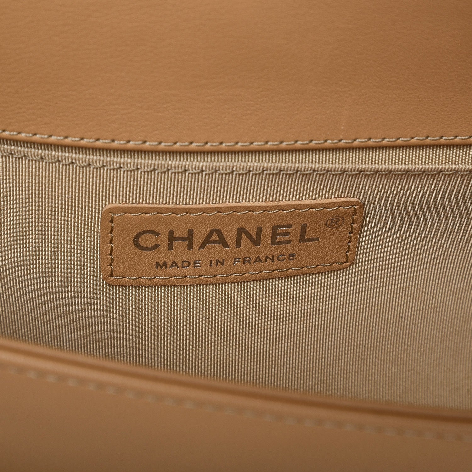 Chanel Calfskin Chevron Quilted Medium Boy Flap Dark Beige 6 of 11