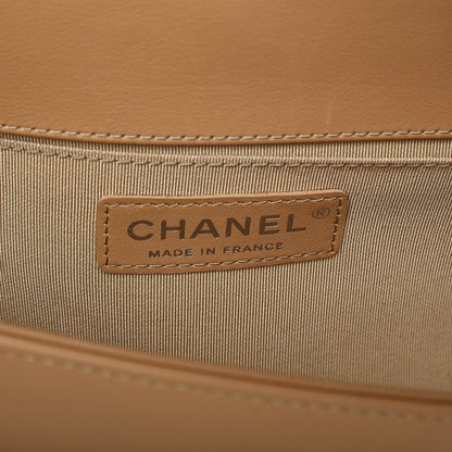 Chanel Calfskin Chevron Quilted Medium Boy Flap Dark Beige 6 of 11