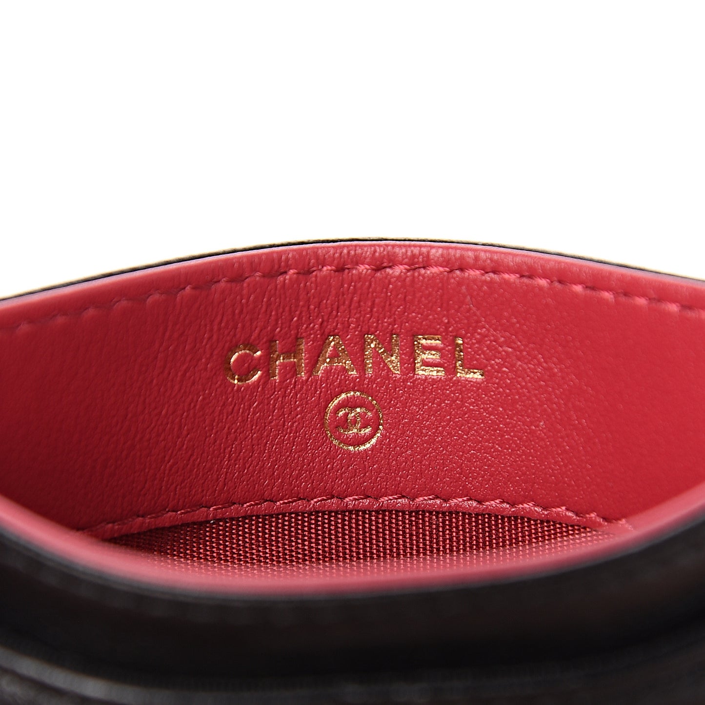 Shiny Goatskin Quilted Chanel 19 Card Holder Black