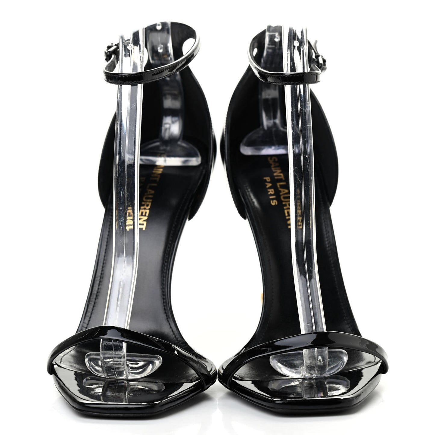 Patent Calfskin Opyum 110 Sandals 38.5 Black Gold