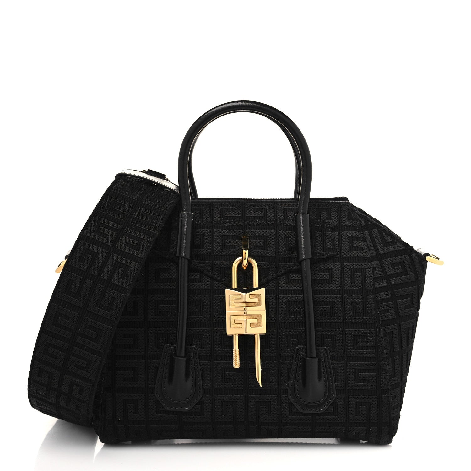 Givenchy Embroidered Canvas Mini Lock Antigona Shoulder Bag Black 1 of 5