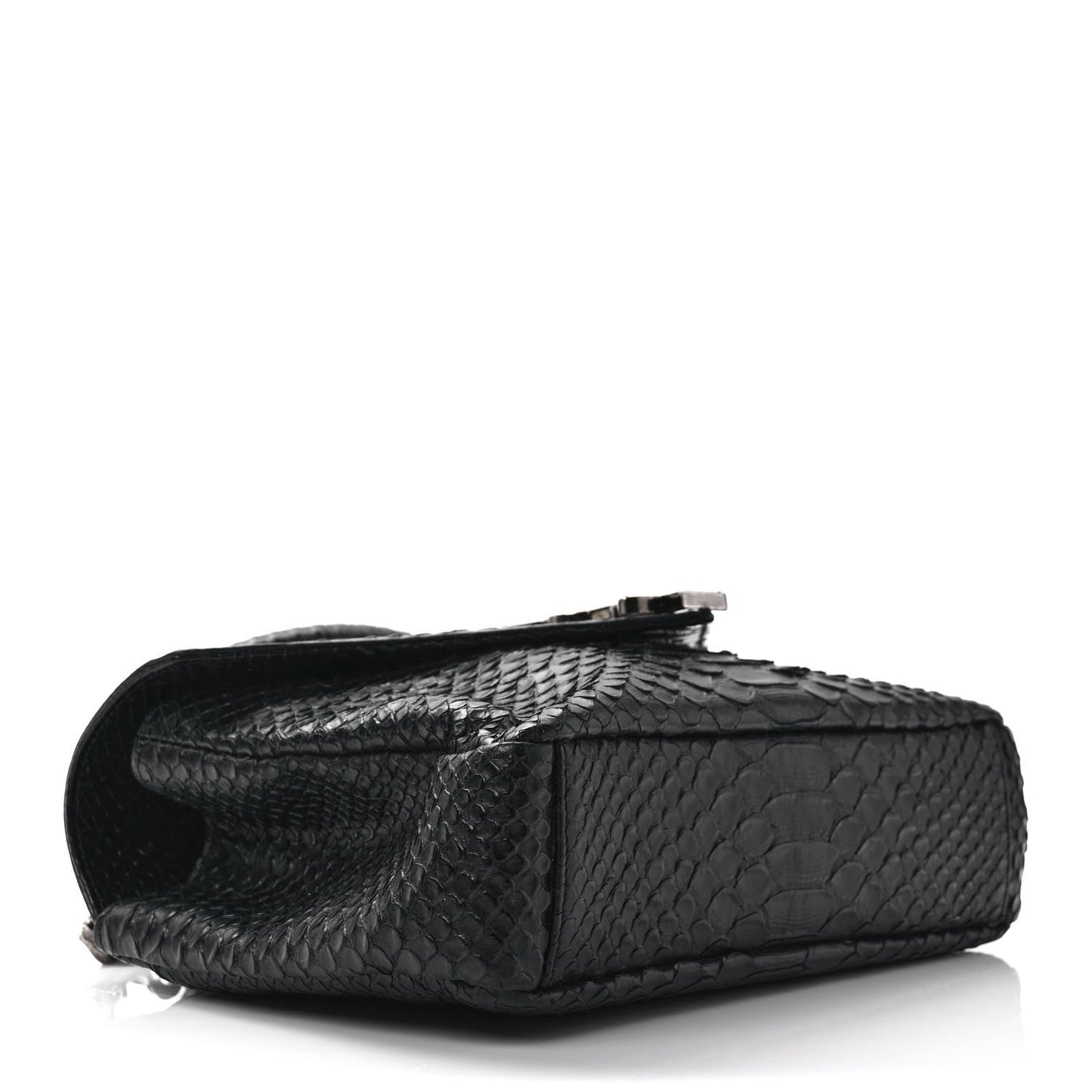 Calfskin Python Embossed Monogram Medium College Bag Black