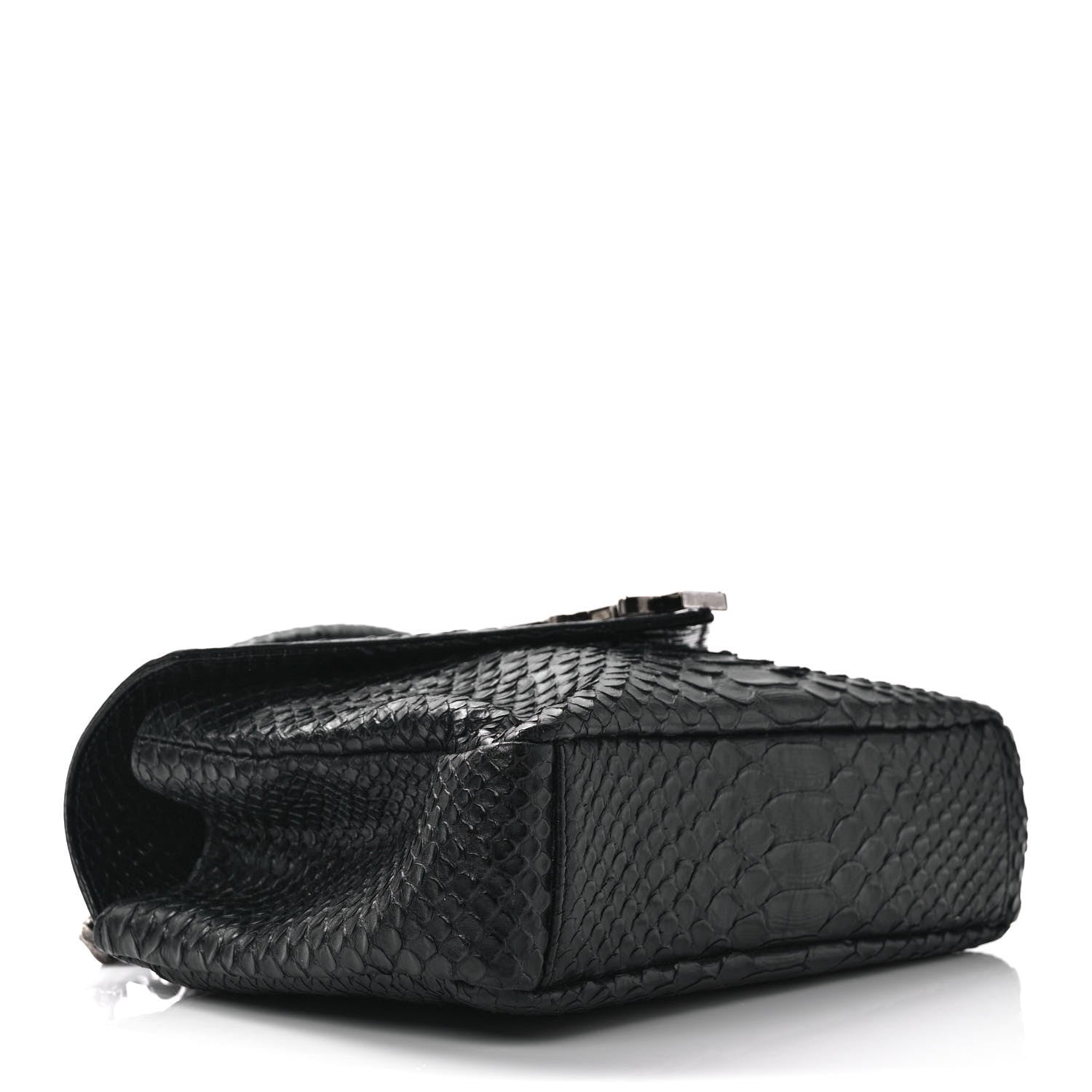 Saint Laurent Calfskin Python Embossed Monogram Medium College Bag Black 4 of 13
