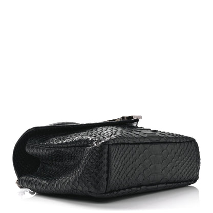 Saint Laurent Calfskin Python Embossed Monogram Medium College Bag Black 4 of 13