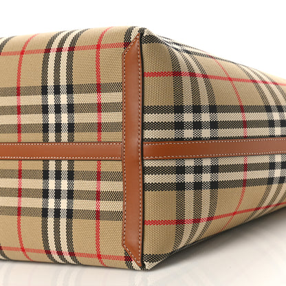 Burberry Cotton Vintage Check Medium London Tote Bag Briar Brown Black 9 of 9