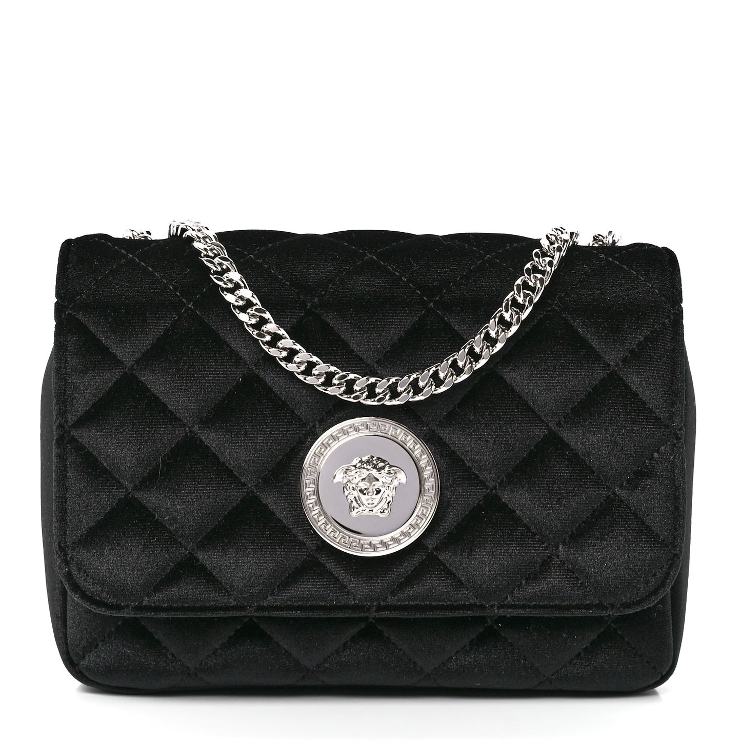 Velvet Quilted Icon Crossbody Bag Black