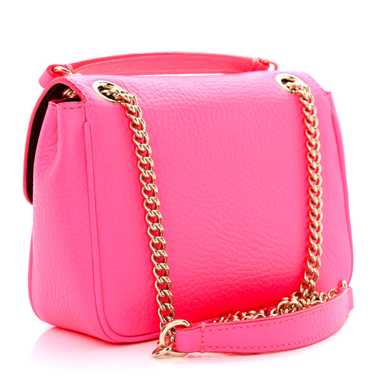 Heavy Grained Calfskin Mini Darley Satchel Neon Pink