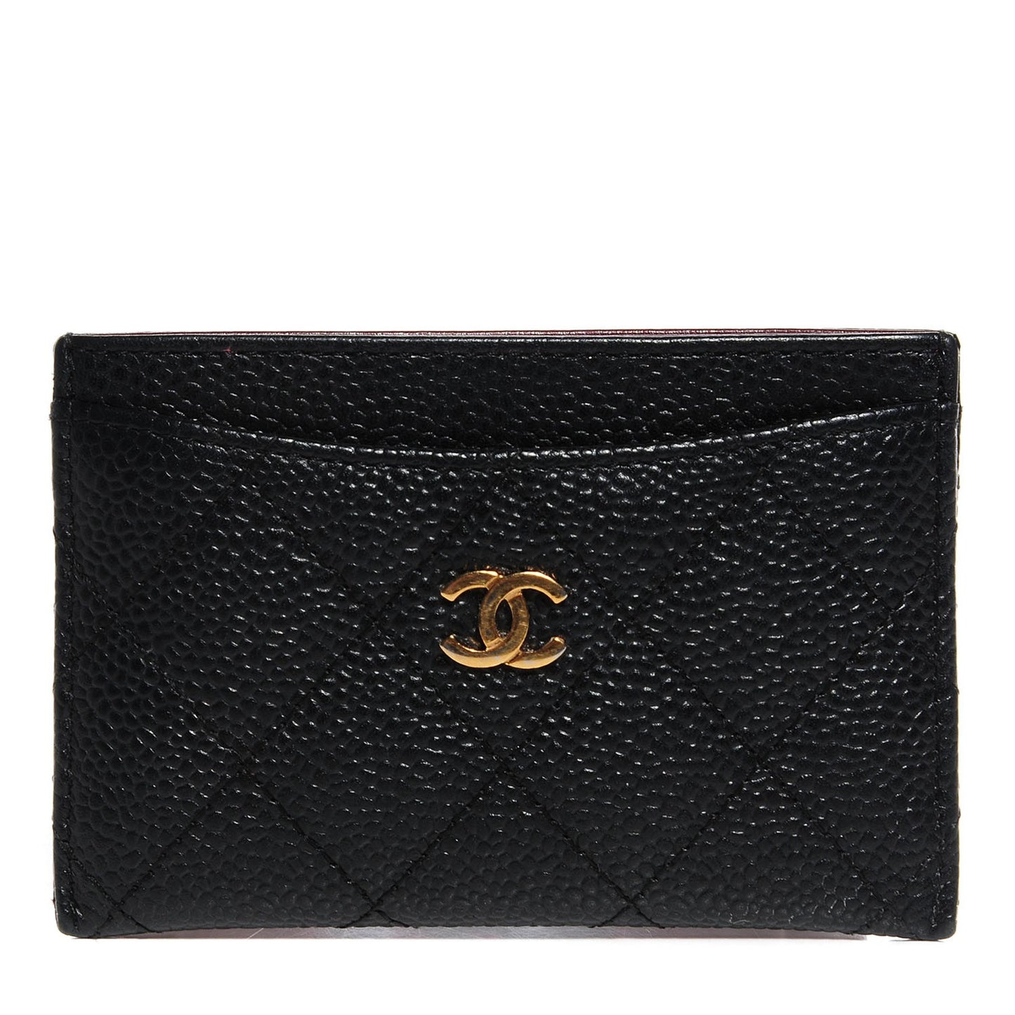 Caviar Quilted Card Holder Black
