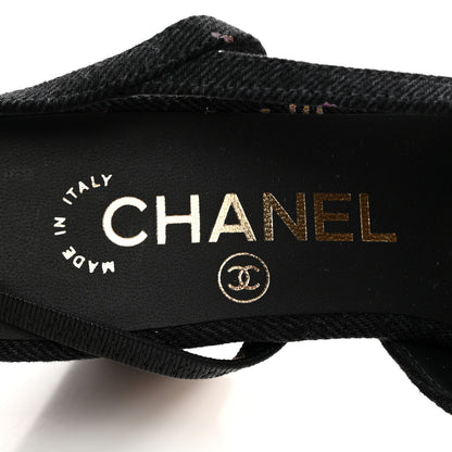 Chanel Denim Cap Toe Denim Mood Slingback Pumps 35 Black Multicolor 9 of 11