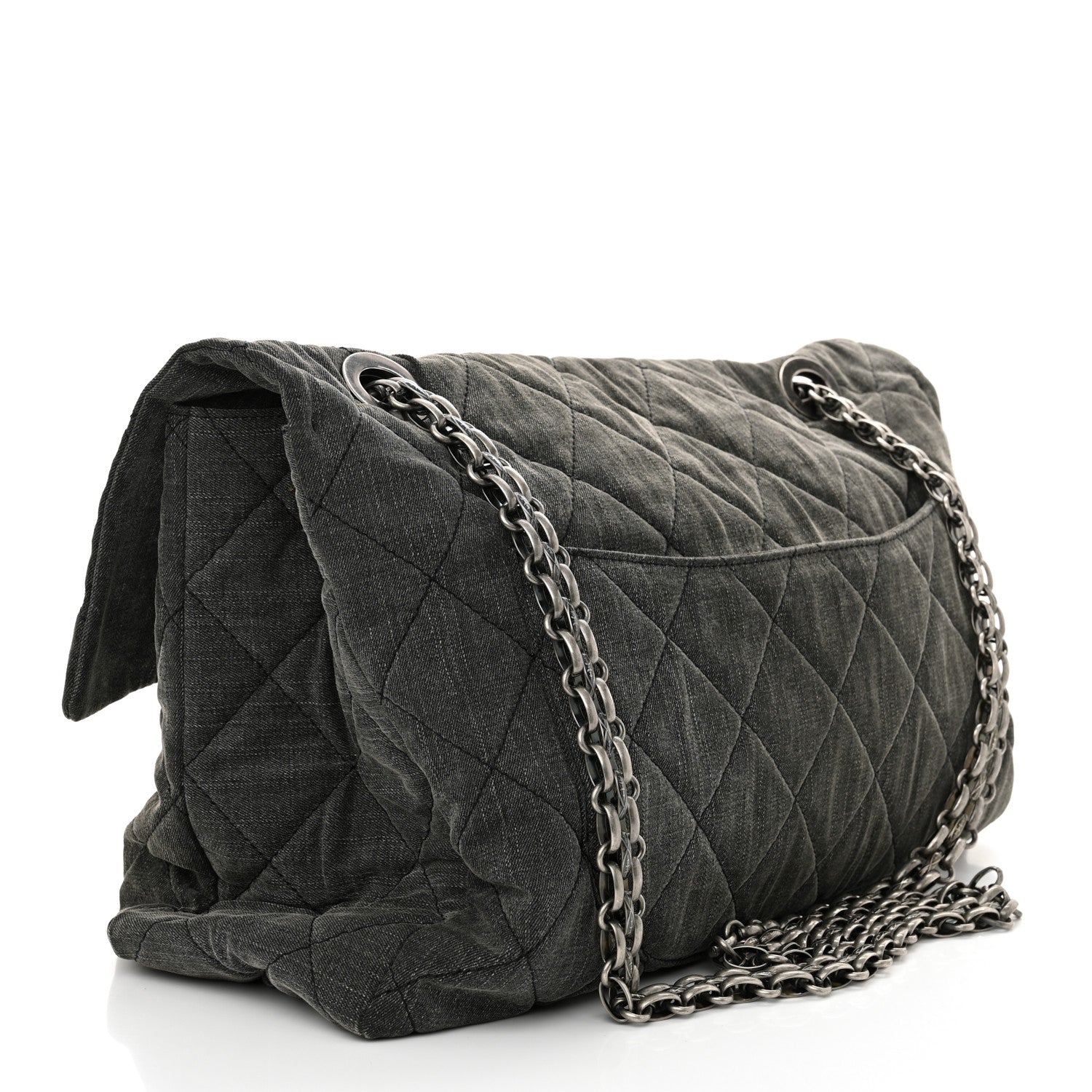 Chanel Denim Quilted XXL Reissue Flap Grey 3 of 10