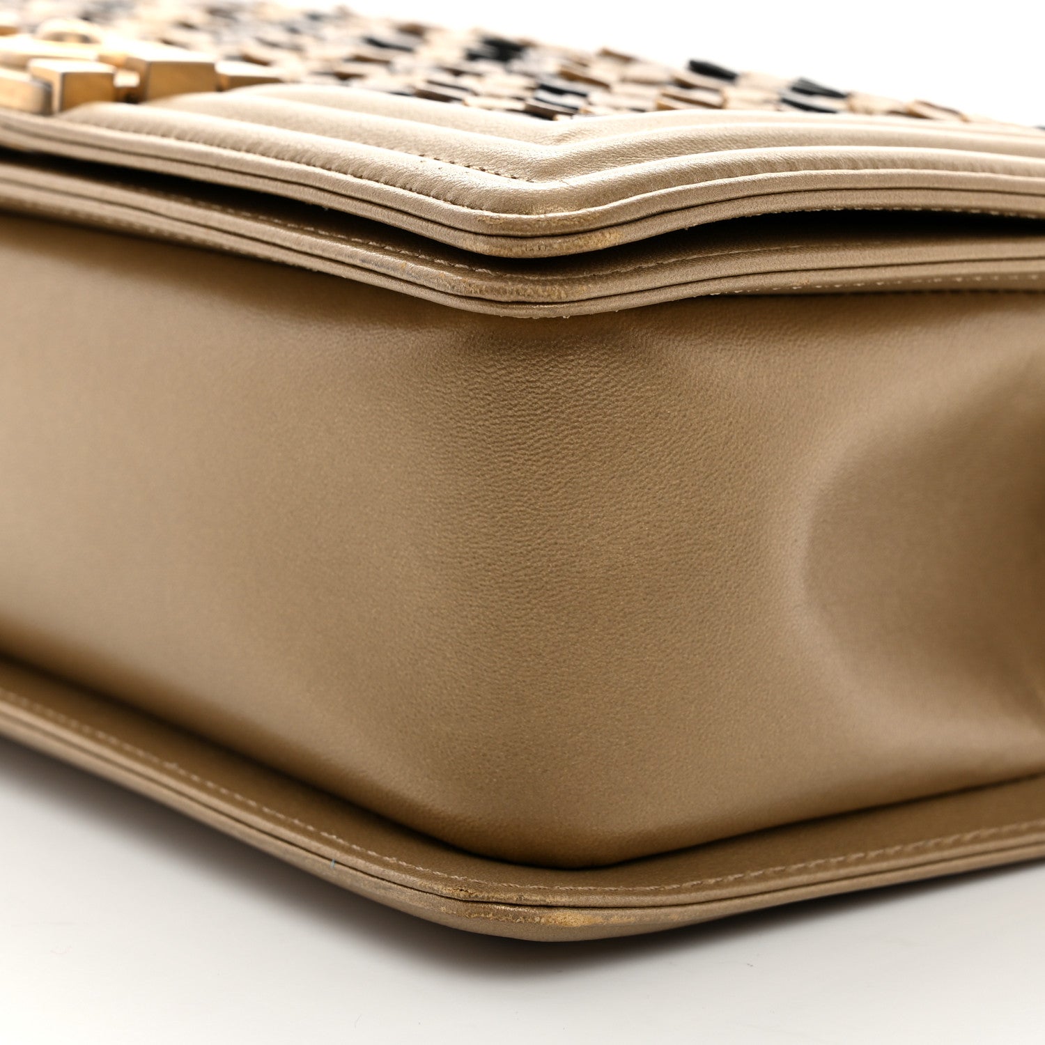 Chanel Metallic Lambskin Medium Scaled Boy Flap Gold 10 of 11