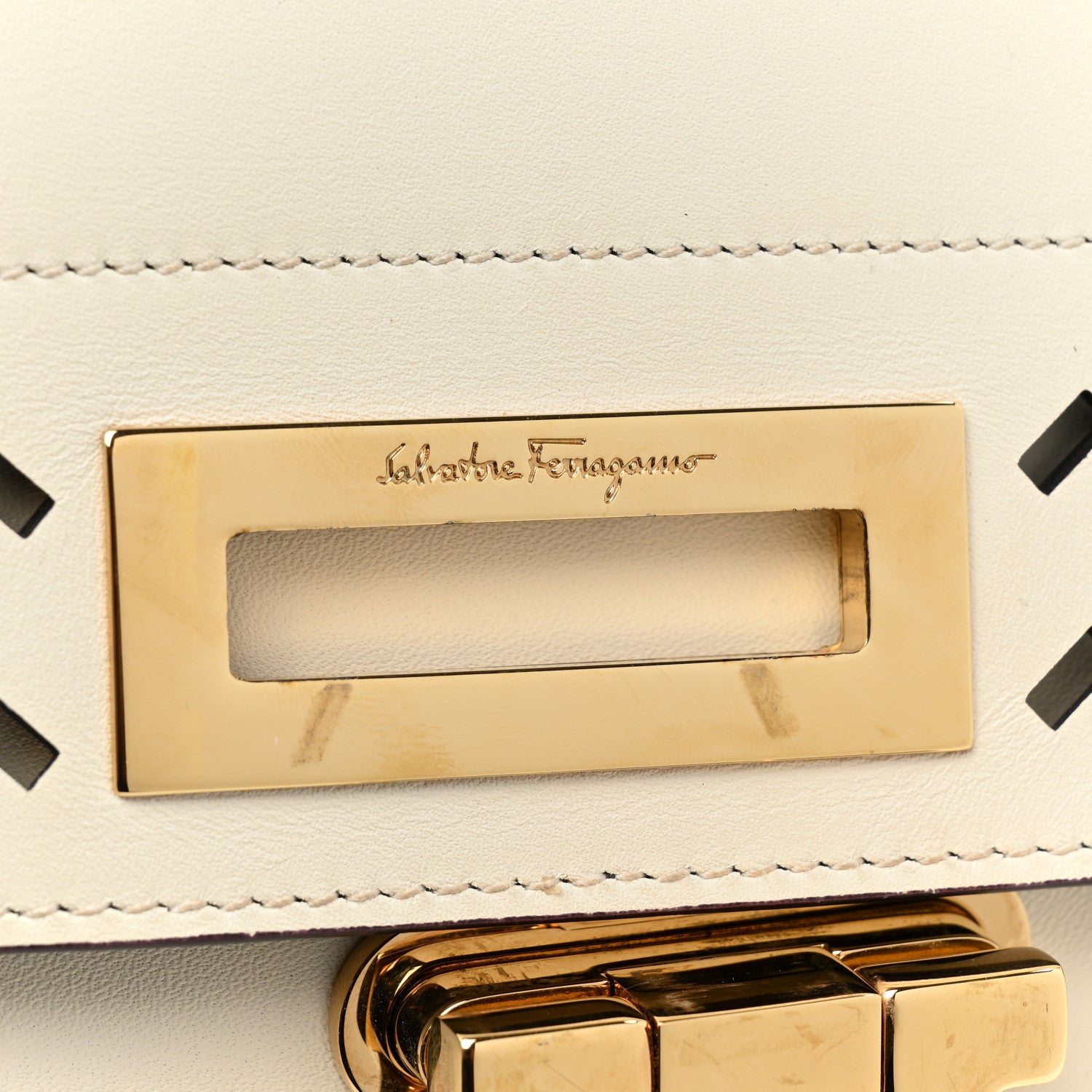 Salvatore Ferragamo Calfskin Perforated Sofia Satchel White 21 of 26
