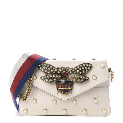 Gucci Nappa Pearl Studded Mini Queen Margaret Broadway Shoulder Bag Mystic White 1 of 7
