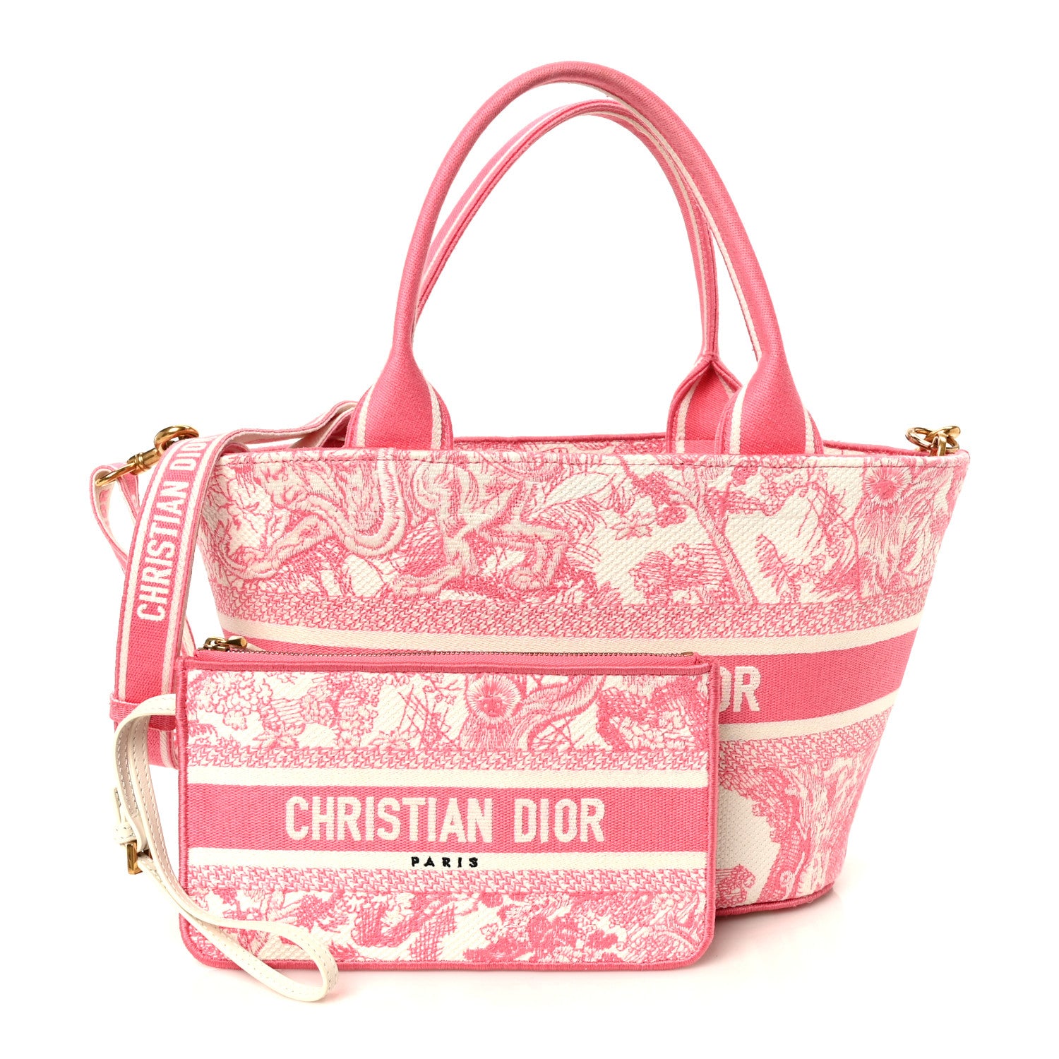 シャネル、ディオール Christian Dior Canvas Embroidered Dioriviera Toile De Jouy Panier