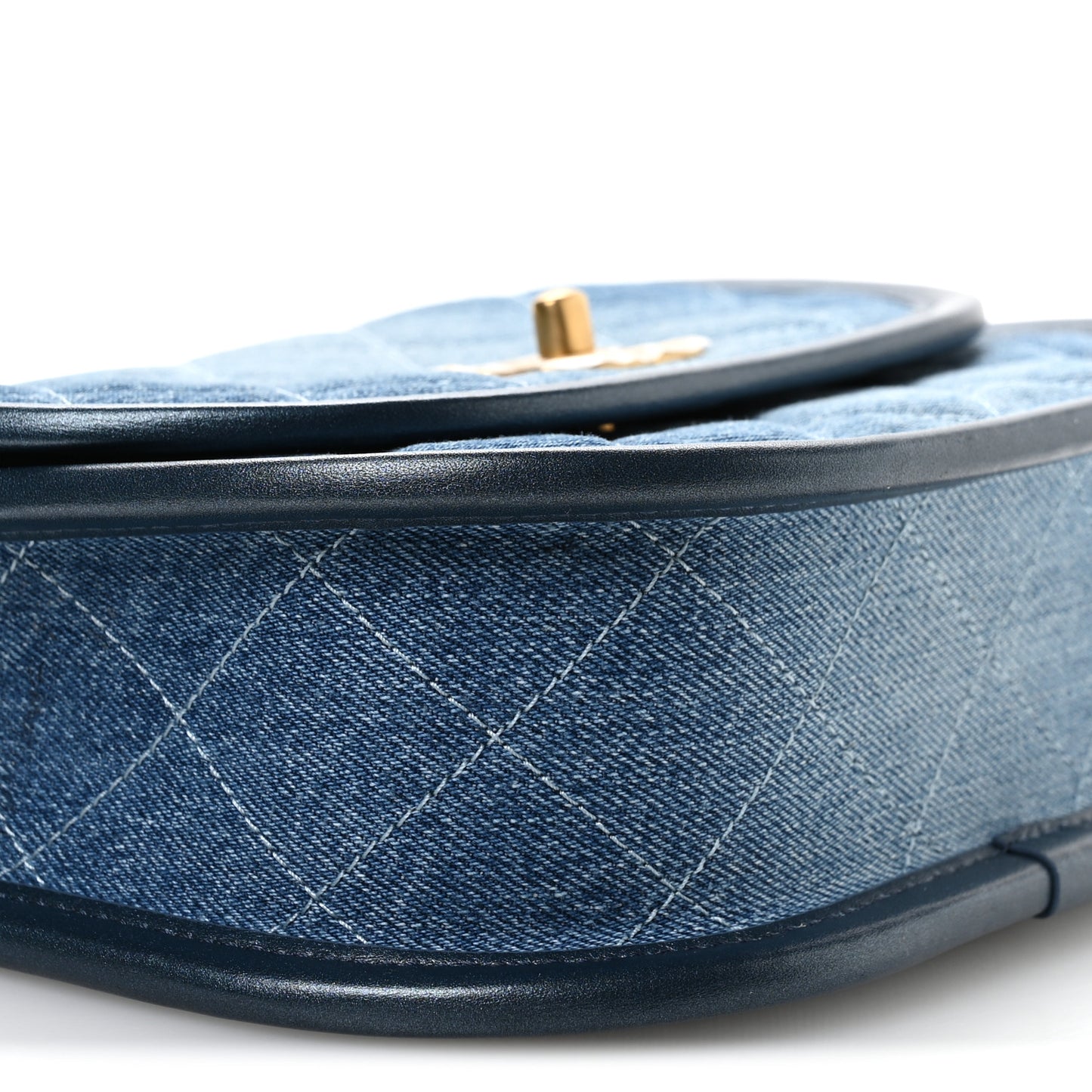 Washed Denim Quilted Small Messenger Flap Blue