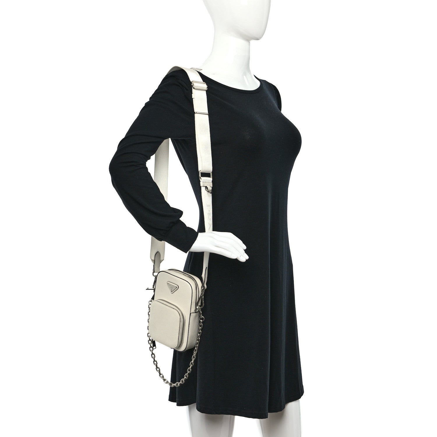 Prada Saffiano Lux Phone Crossbody Pouch White 2 of 12