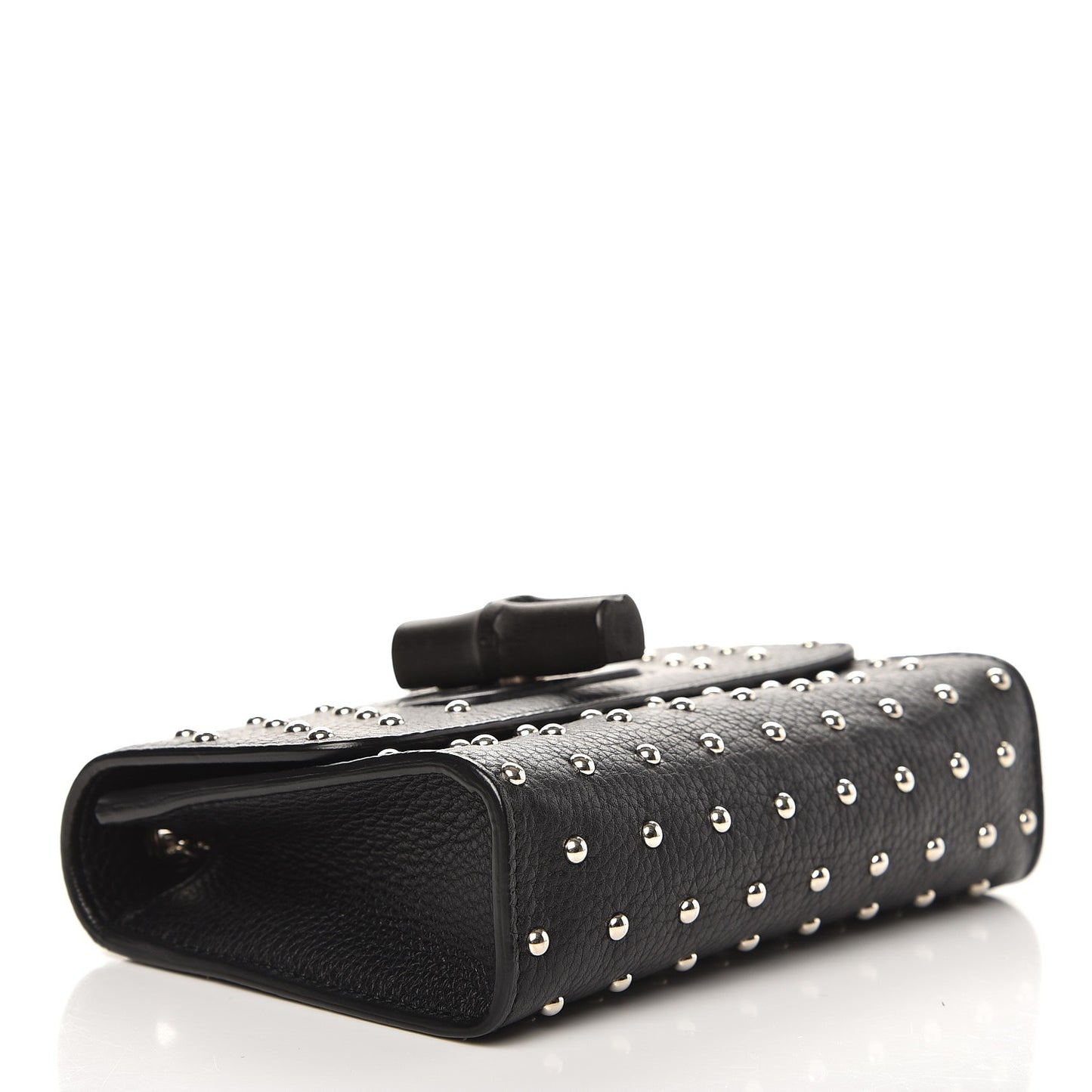 Calfskin Small Studded Miss Bamboo Shoulder Bag Black
