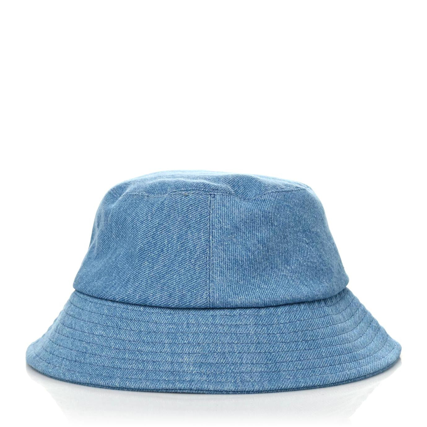 シャネル★ Chanel Denim Sequin Cloche Logo Bucket Hat S Blue 1116963