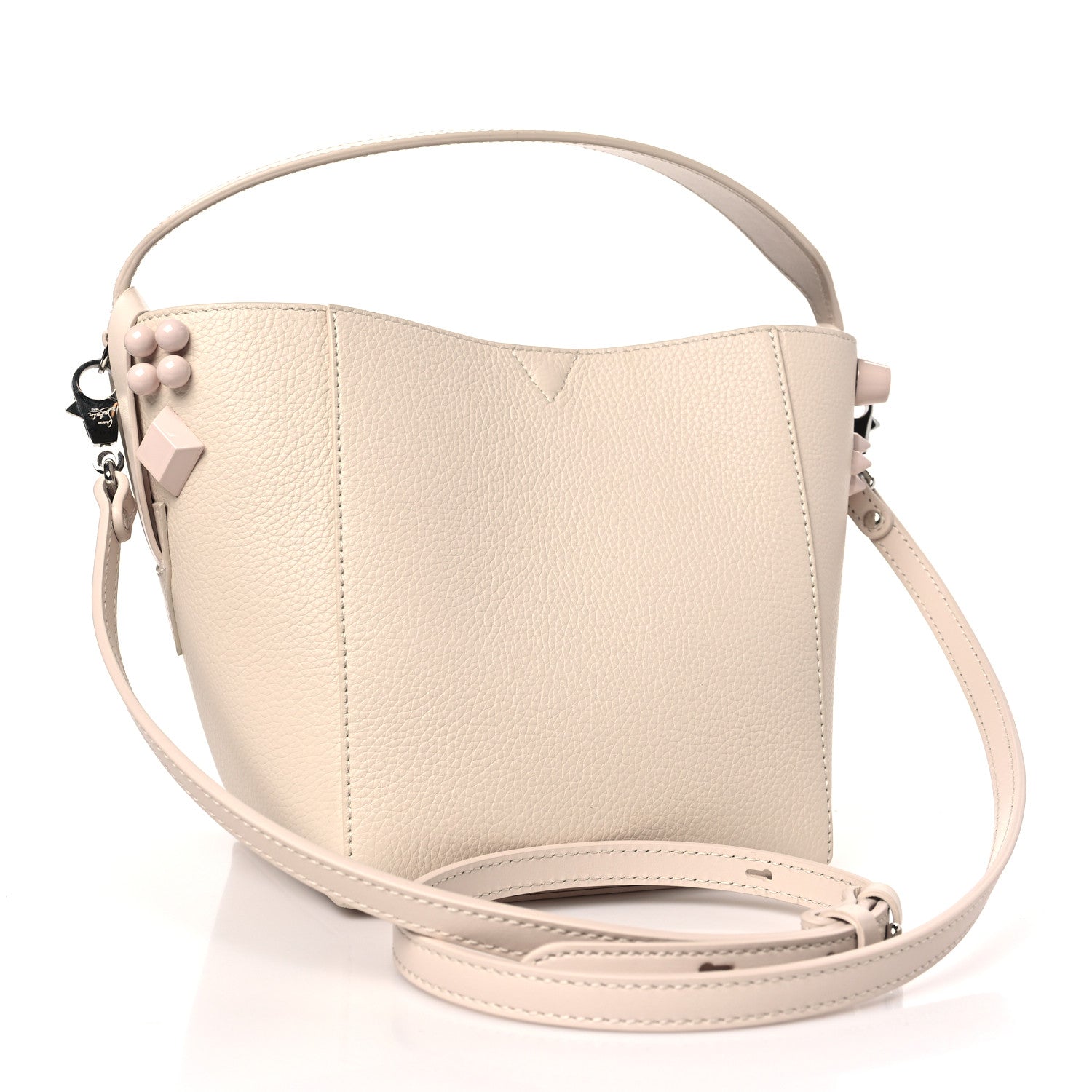 Christian Louboutin Calfskin Spiked Mini Cabachic Mini Bucket Bag Leche 3 of 8