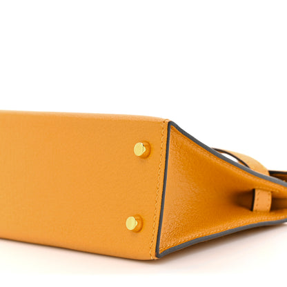Hermes Chevre Mysore Mini Kelly Sellier 20 Jaune D'or 9 of 14