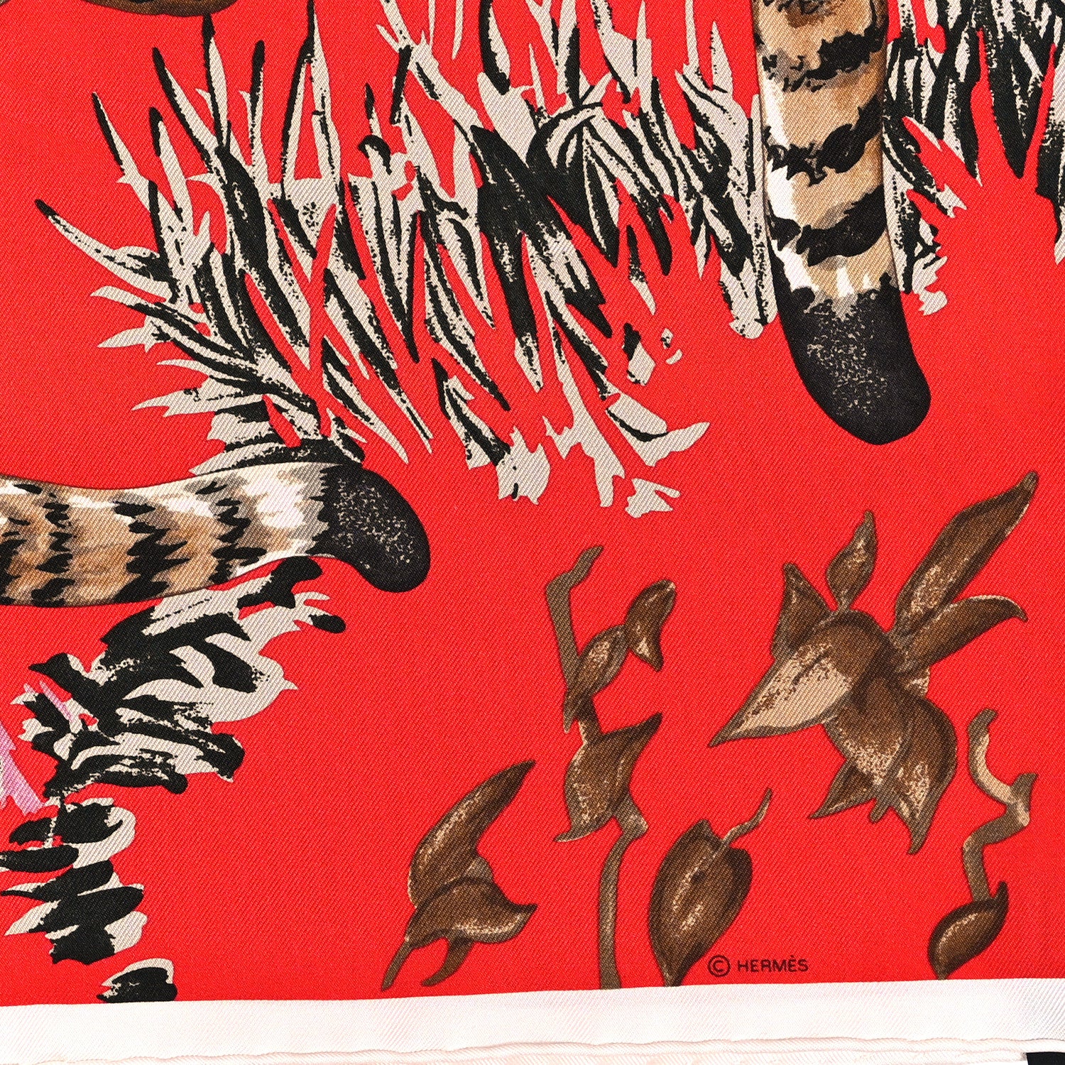 Hermes Silk Les Tigreaux Pocket Square 4 of 4