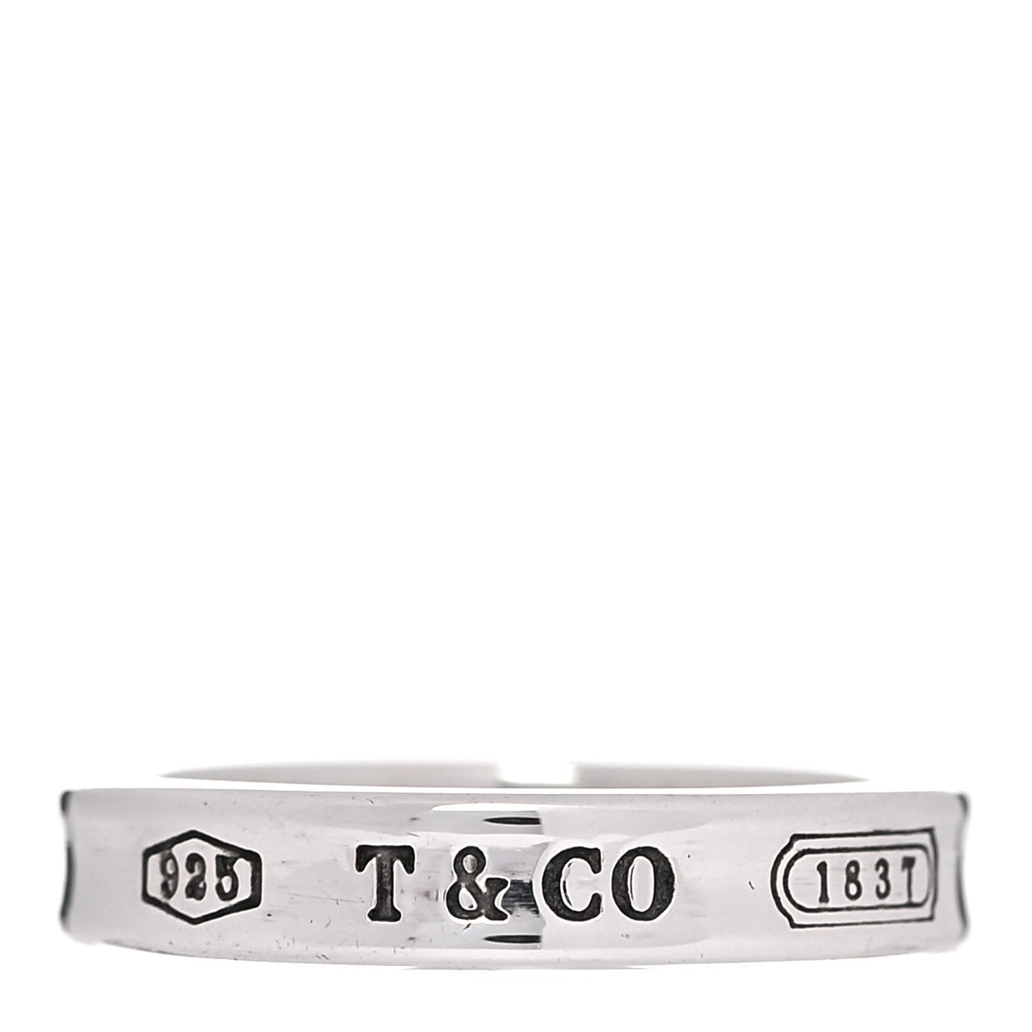 Tiffany Sterling Silver Narrow 1837 Band Ring 52 6 1 of 4