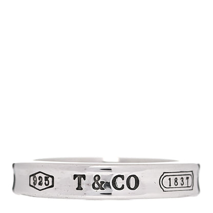 Tiffany Sterling Silver Narrow 1837 Band Ring 52 6 1 of 4